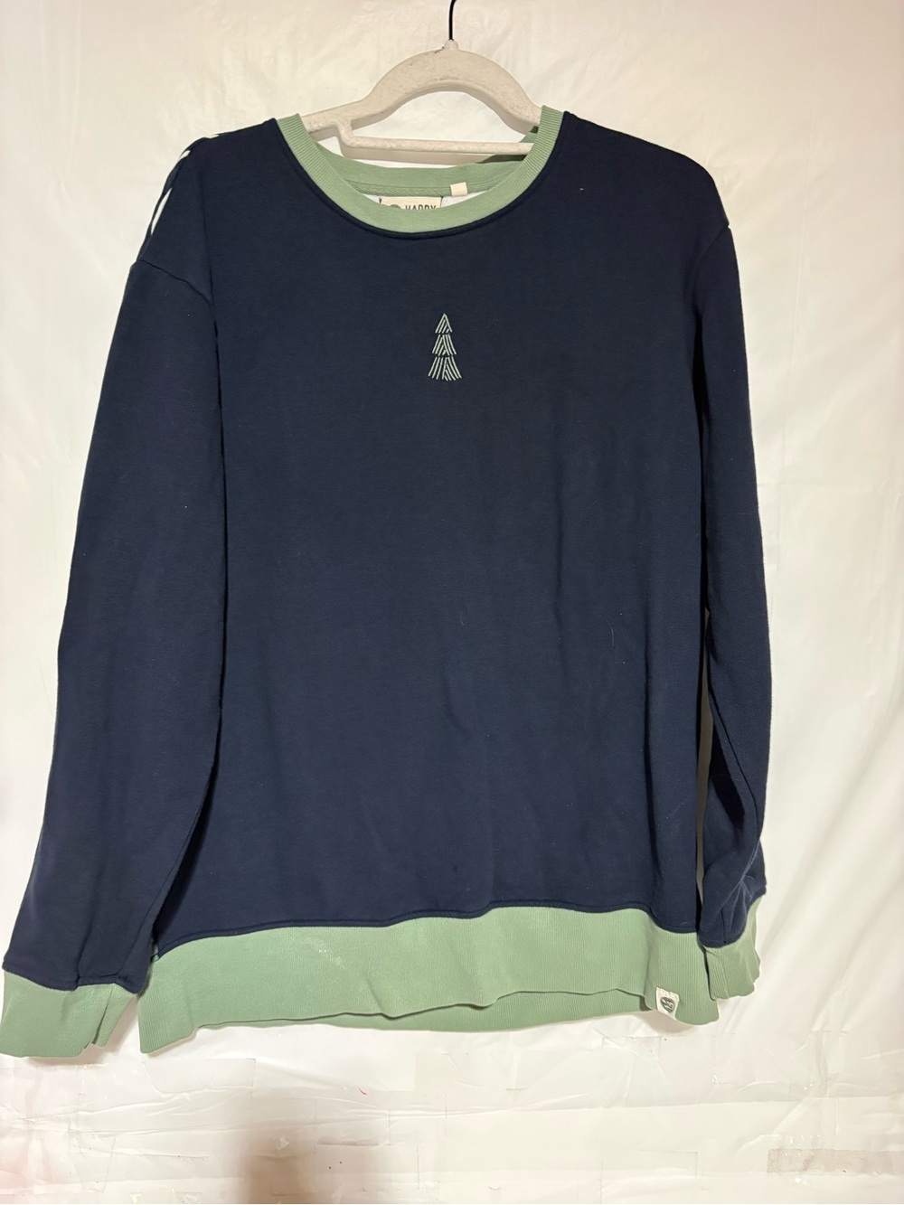 Happy Earth Navy & Sage Contrast Crewneck Sweatshirt by blank